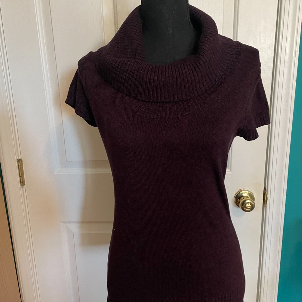 Like New! INC International Concepts Plum Short Sleeve Silk Blend Sweater Size S - Picture 4 of 15